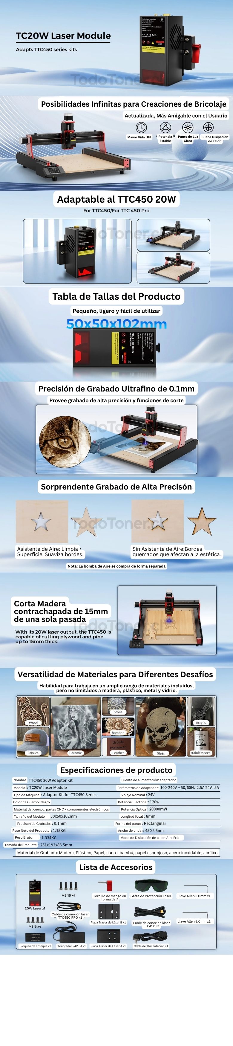 Módulo Laser TC20 20W Twot - Precio y Calidad | TodoToner.cl